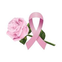 nastro rosa e rosa per la campagna contro il cancro al seno vettore