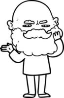 cartone animato uomo con barba accigliato vettore