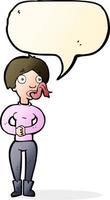cartone animato donna con serpente lingua con discorso bolla vettore