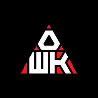 design del logo della lettera del triangolo di owk con forma triangolare. monogramma design logo triangolo owk. modello di logo vettoriale triangolo owk con colore rosso. logo triangolare owk logo semplice, elegante e lussuoso.