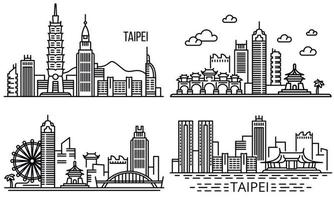 taipei bandiera impostare, schema stile vettore