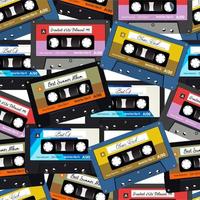 retrò vecchie cassette audio colorate sfondo senza soluzione di continuità vettore