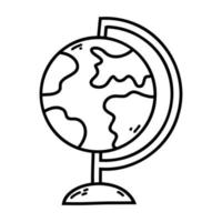 mano disegnato scarabocchio globo icona. vettore schizzo illustrazione di nero schema terra sfera, mondo globo carta geografica per Stampa, colorazione pagina, bambini disegno, logo.