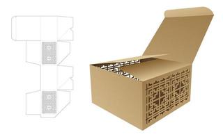 torta scatola con 2 stampigliato finestre morire tagliare modello e 3d modello vettore