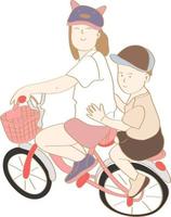 mano disegnato fratelli equitazione biciclette vettore