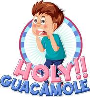 simpatico personaggio dei cartoni animati che grida l'icona del santo guacamole vettore