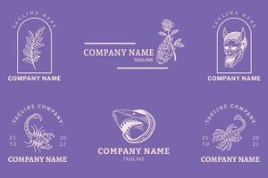 mistico semplice bianca minimalista simbolo logo collezione leggero viola pastello stile. vettore