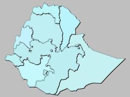 carta geografica di Etiopia con stati isolato vettore