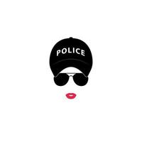 silhouette di poliziotta in occhiali e berretto. illustrazione vettoriale. vettore