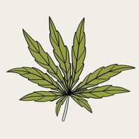 semplicità disegno a mano libera foglia di cannabis. vettore