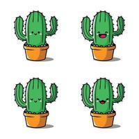 vettore illustrazione di carino cactus pianta emoji