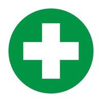 primo aiuto cartello e bianca attraversare nel verde sfondo icona vettore per grafico disegno, logo, sito web, sociale media, mobile app, ui illustrazione