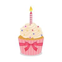 compleanno Cupcake con candela piatto illustrazione vettore