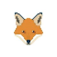 testa di volpe in stile pixel art. illustrazione vettoriale di animali selvatici.