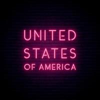 banner al neon degli Stati Uniti d'America. cartello luminoso luminoso. vettore