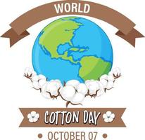 design della bandiera della giornata mondiale del cotone 7 ottobre vettore