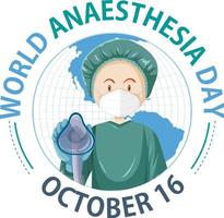 mondo anestesia giorno logo concetto vettore
