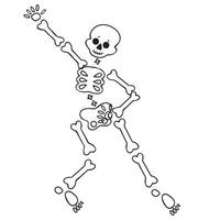 divertente cartone animato danza scheletro. carino grafica per Halloween. curriculum vitae isolato illustrazione su bianca sfondo. vettore