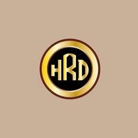 creativo hrd lettera logo design con d'oro cerchio vettore