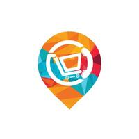 shopping chiamata vettore logo design modello illustrazione. shopping carrello e microtelefono con GPS icona.