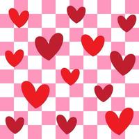 carino cuore san valentino amore bianca rosso rosa colore coriandoli piatto stile tessuto tessile dai un'occhiata scacchi senza soluzione di continuità modello sfondo estate primavera saluto carta vettore illustrazione