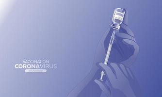 creativo design per coronavirus vaccino bandiera sfondo. covid-19 corona virus vaccinazione con vaccino bottiglia e siringa iniezione attrezzo per covid19 immunizzazione trattamento. vettore illustrazione.