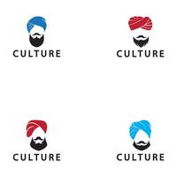 turbante baffi India indiano logo design vettore illustrazione.