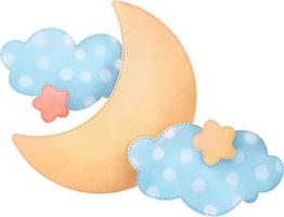 carino illustrazione con Luna e nube. mano disegnato acquerello illustrazione vettore