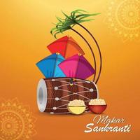 sfondo creativo di makar sankranti vettore