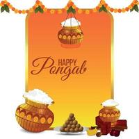 cartolina d'auguri pongal vettore