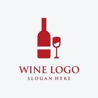 vino logo modello design con vino bicchieri e bottiglie.logo per discoteca, bar e vino negozio. vettore