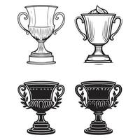 oro tazza, premio tazza, oro trofeo icone nero schema vettore illustrazione.