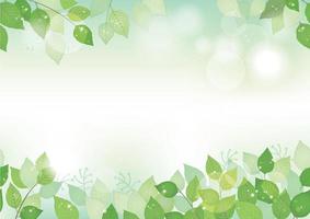 sfondo verde fresco acquerello senza soluzione di continuità con lo spazio del testo, illustrazione vettoriale. immagine rispettosa dell'ambiente con piante e luce solare. ripetibile orizzontalmente.