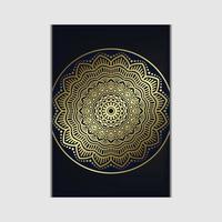 sfondo ornato mandala oro di lusso per invito a nozze, copertina del libro con stile elemento mandala vettore Premium