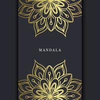 sfondo ornato mandala oro di lusso per invito a nozze, copertina del libro con stile elemento mandala vettore Premium