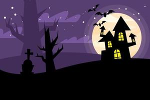 casa stregata di Halloween di notte disegno vettoriale