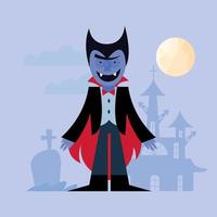 disegno di vettore del fumetto del vampiro di Halloween