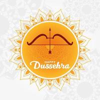 felice dussehra e arco con freccia su disegno vettoriale mandala arancione