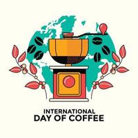 biglietto di auguri per la giornata internazionale del caffè vettore