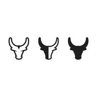 Toro e mucca logo design icona vettore corno animali