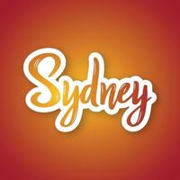 sydney - frase scritta disegnata a mano. adesivo con scritte in stile taglio carta. vettore