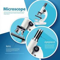 stampa microscopio infografica vettore