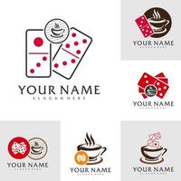 impostato di caffè bevanda domino logo vettore modello, creativo domino logo design concetti
