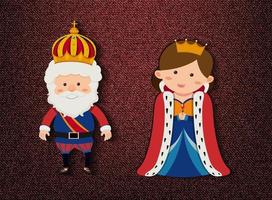 personaggio dei cartoni animati di re e regina su sfondo rosso vettore