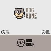 cane con modello di progettazione di logo di osso vettore