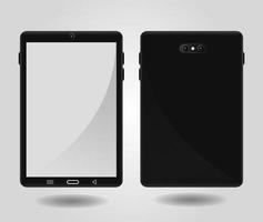 modelli di tablet neri con fronte e retro vettore