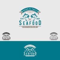 modello di progettazione di logo di frutti di mare vettore