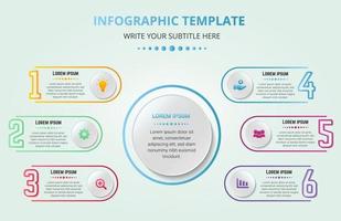 modello di 6 passaggi colorato business creativo infografica vettore