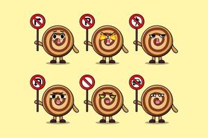 carino biscotti cartone animato personaggio hold traffico cartello vettore