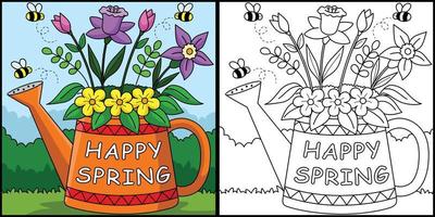 contento primavera fiore colorazione pagina illustrazione vettore